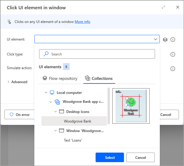 Onglet Collections dans les actions d’automatisation de l’interface utilisateur et du Web