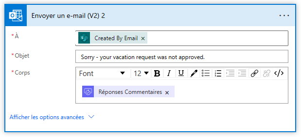 configuration des demandes refusées.