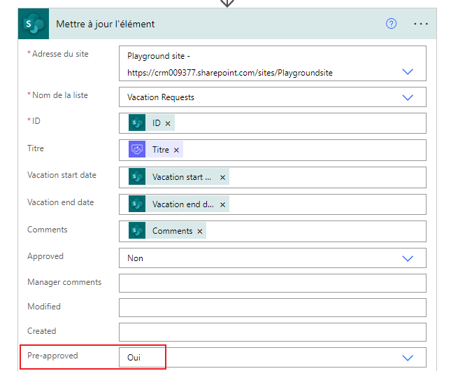 Mettez à jour la configuration d’un élément.