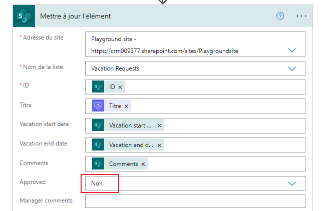 mettez à jour SharePoint pour les demandes refusées.