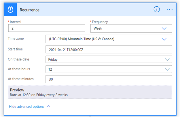 Configurez les options avancées de périodicité.