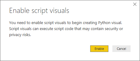 Screenshot of the Enable script visuals dialog, prompting you to enable it.