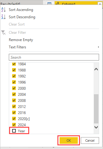 Capture d’écran montrant les filtres de texte dans le menu contextuel où vous pouvez supprimer des entrées.