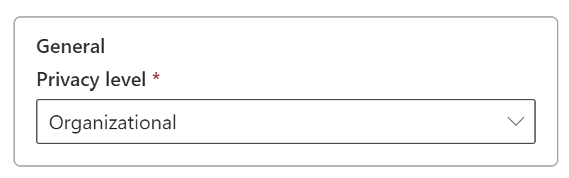 Screenshot of privacy level setting for SQL data source.