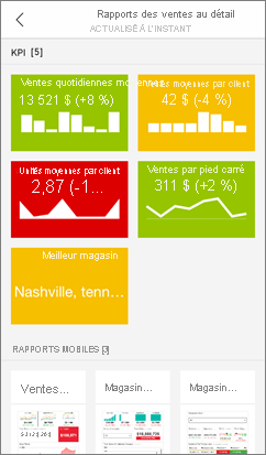 Capture d’écran des exemples Reporting Services.