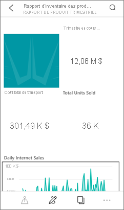 Capture d’écran d’un rapport Power BI optimisé pour les mobiles.