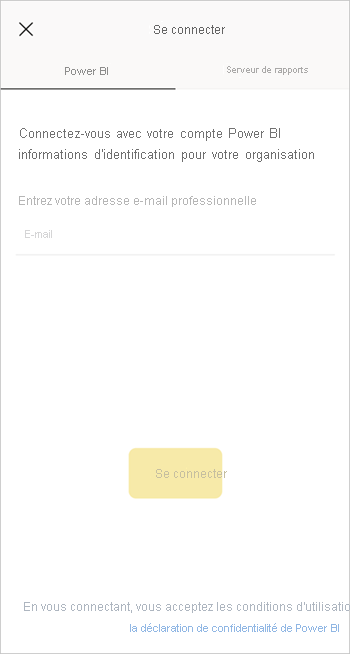 connectez-vous à l’application mobile Power BI