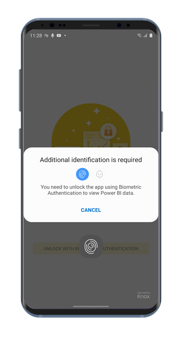 Screenshot shows Additional identification is required message on an Android phone.