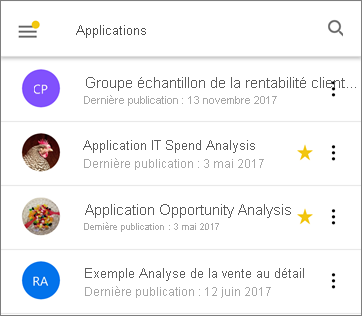 Applications dans l’application mobile Power BI