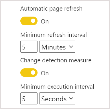 Paramètres d’actualisation automatique des pages dans le portail d’administration de la capacité