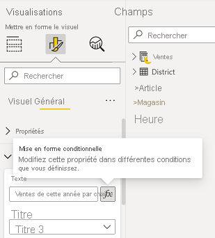 Capture d’écran de l’option de mise en forme conditionnelle de Power BI Desktop