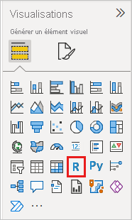 Capture d’écran du volet Visualisation, mettant en évidence l’icône R Visual.