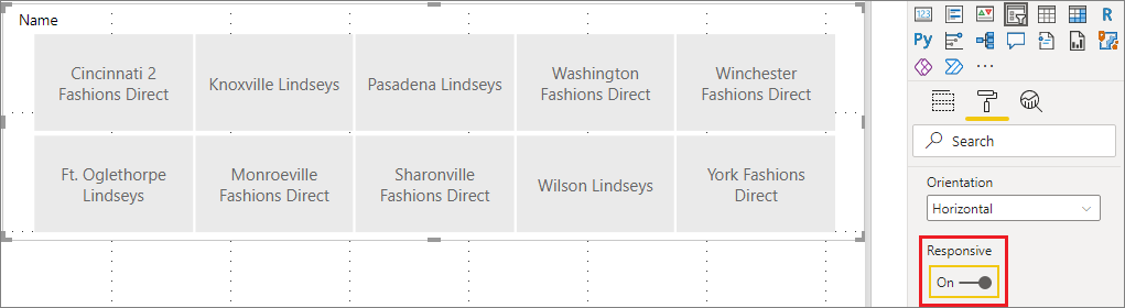 Capture d’écran montrant que le segment est désormais réactif dans le service Power BI.