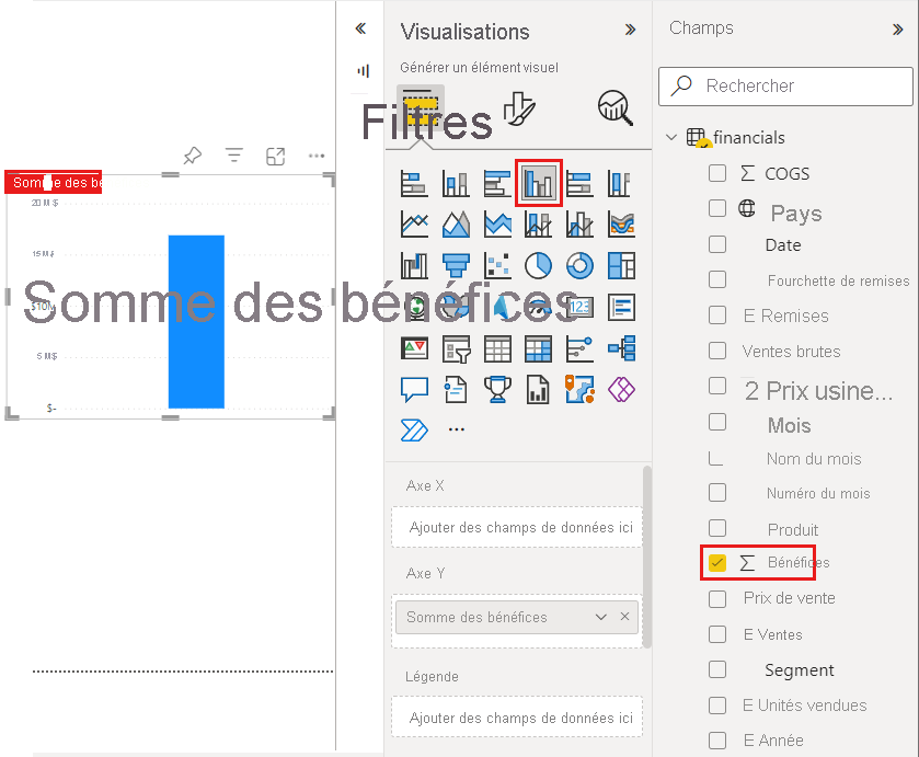 Capture d’écran d’un histogramme avec une colonne.