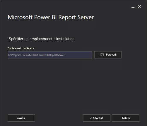 Spécifier le chemin d’accès à l’installation