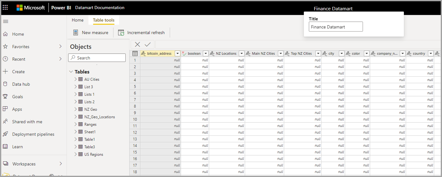 Capture d’écran du changement de nom d’un datamart.