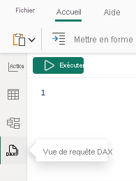 Capture d’écran de l’icône Vue de requête DAX dans Power BI Desktop.