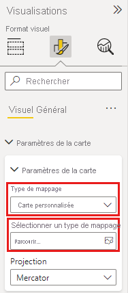 Capture d'écran du volet Format pour sélectionner Ajouter une carte.