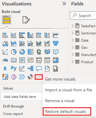 Capture d'écran de l'option permettant de restaurer le volet de visualisation par défaut.