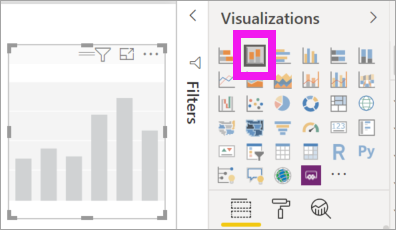 Capture d’écran du volet Visualisations et d’un histogramme empilé vide.