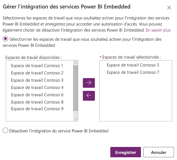 Gérer l’intégration du service Power BI Embedded.