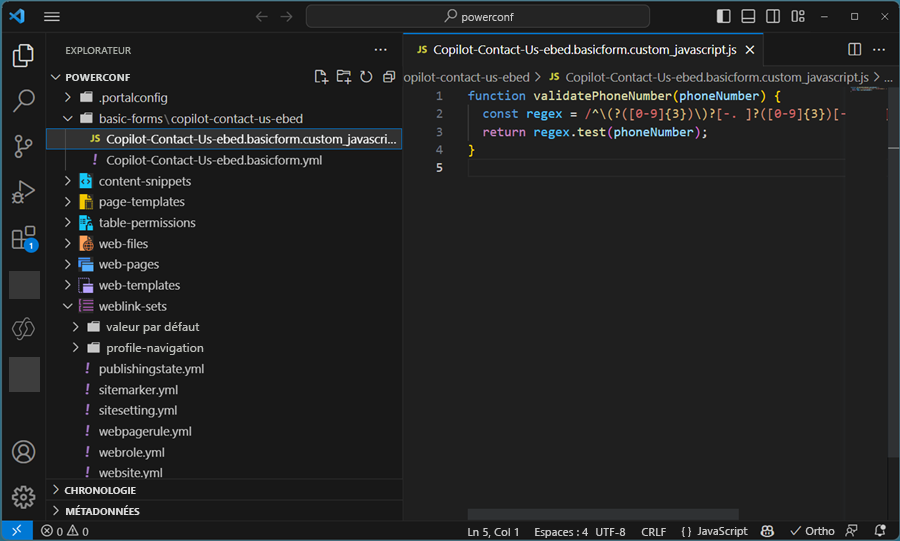 Explorateur de Visual Studio Code.