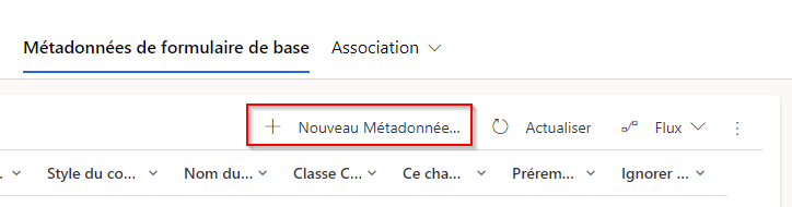 Ajouter de nouvelles métadonnées de formulaire de base.