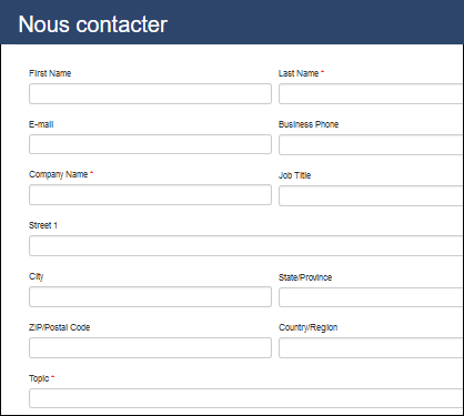 Formulaire de contact.