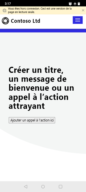 Page en lecture seule en mode hors connexion pour une application PWA.