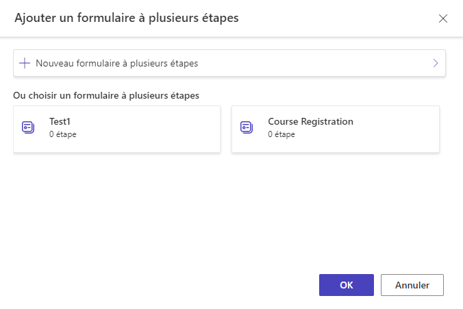 Capture d’écran Ajouter un formulaire à plusieurs étapes.