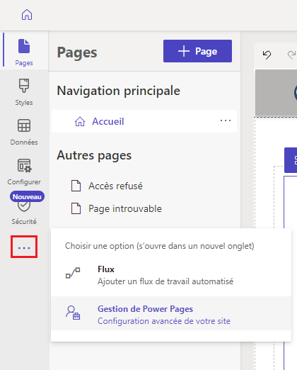 Ouvrez l’application Gestion du portail.