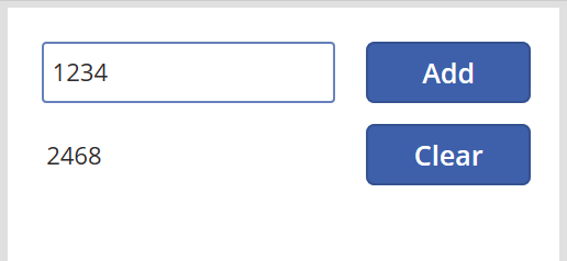 Le contrôle Text input contient une valeur et Label contient le total cumulé.