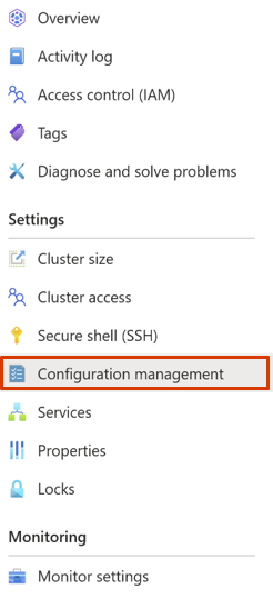 montrant l’onglet Gestion de la configuration.