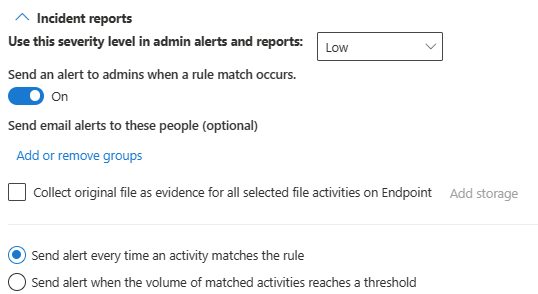 Cette capture d’écran montre l’option permettant d’activer les rapports d’incident.