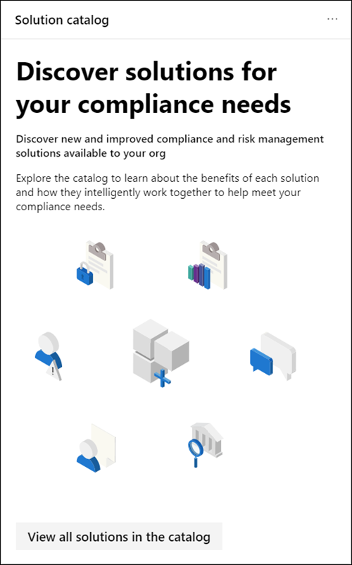 Carte portail de conformité Microsoft Purview du catalogue de solutions.