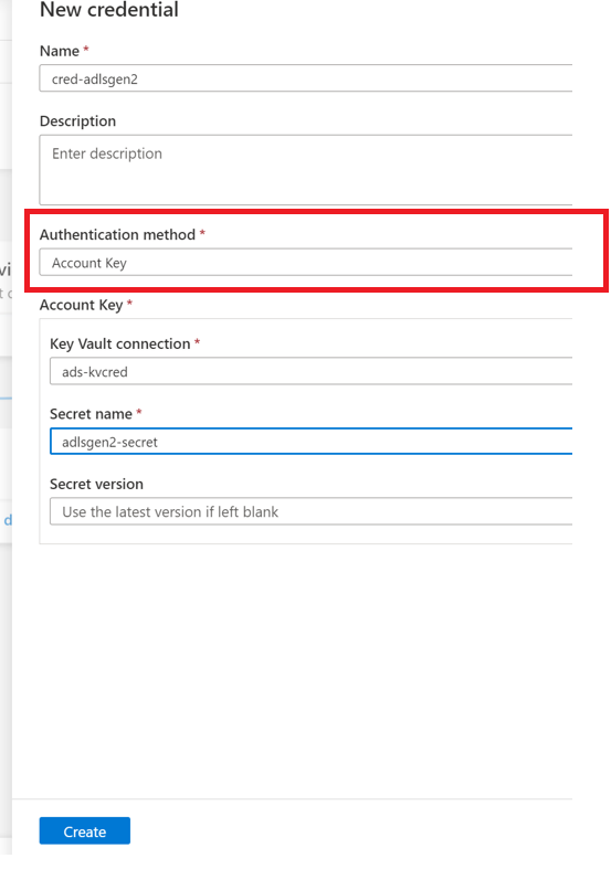 Capture d’écran montrant l’option Clé de compte pour l’analyse