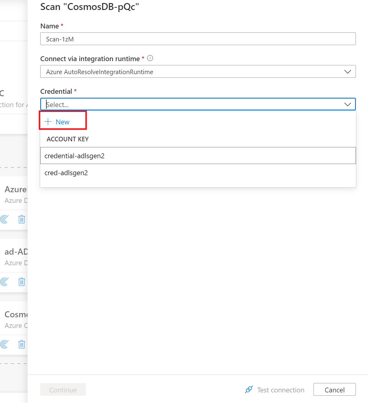 Capture d’écran montrant l’option Clé de compte pour l’analyse