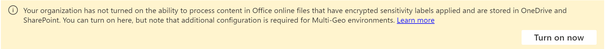 Activez les étiquettes de confidentialité pour les bannières SharePoint et OneDrive.