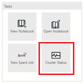 Capture d’écran d’Azure Data Studio montrant la fenêtre Cluster status, pour lancer le notebook d’état du cluster.