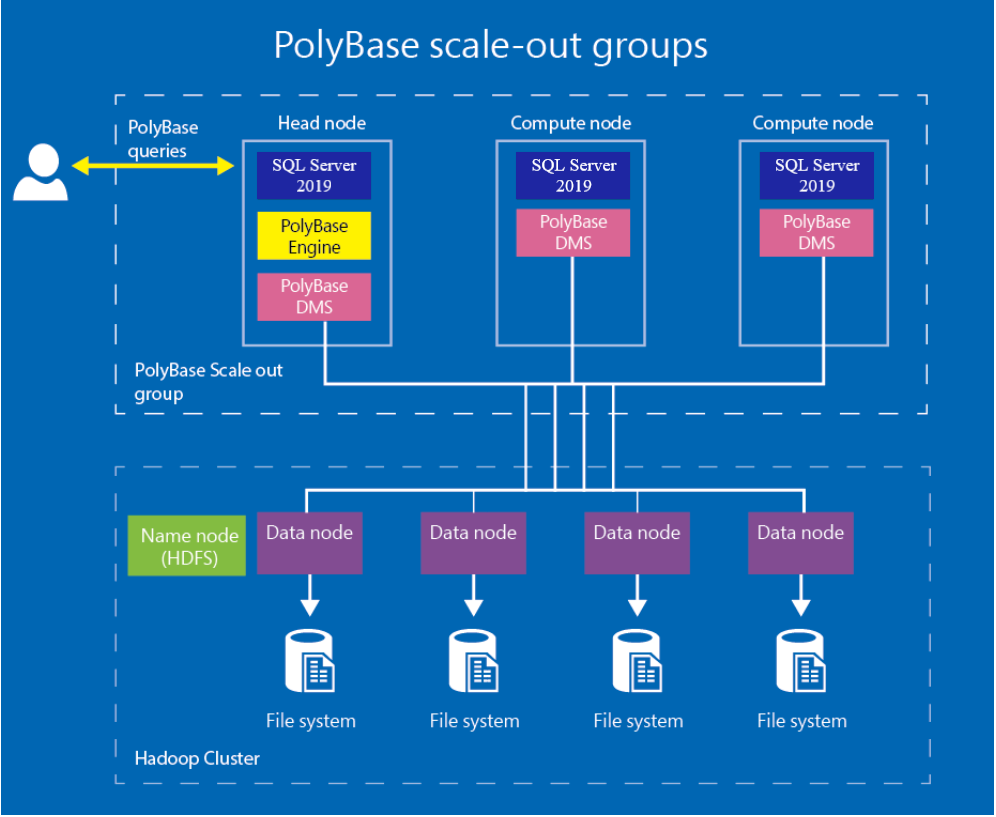 Diagramme montrant les groupes de scale-out PolyBase.