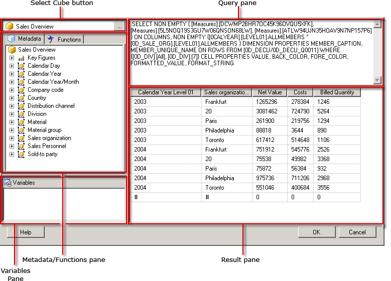 Concepteur de requêtes SAP BW MDX en mode Requête