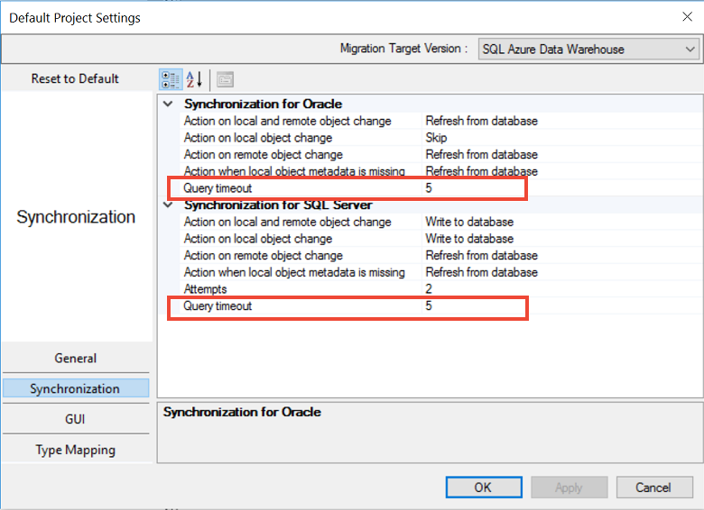 Capture d’écran de l’option Délai d’expiration de la requête.