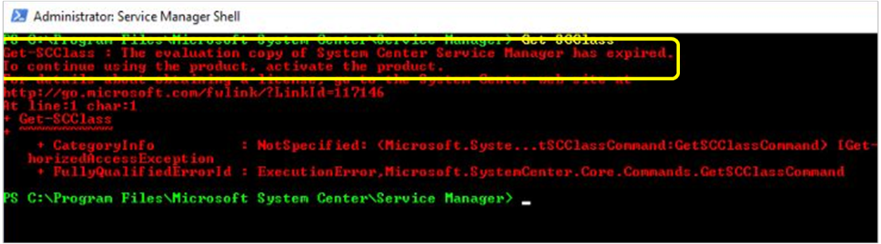 Capture d’écran montrant l’avertissement via PowerShell.