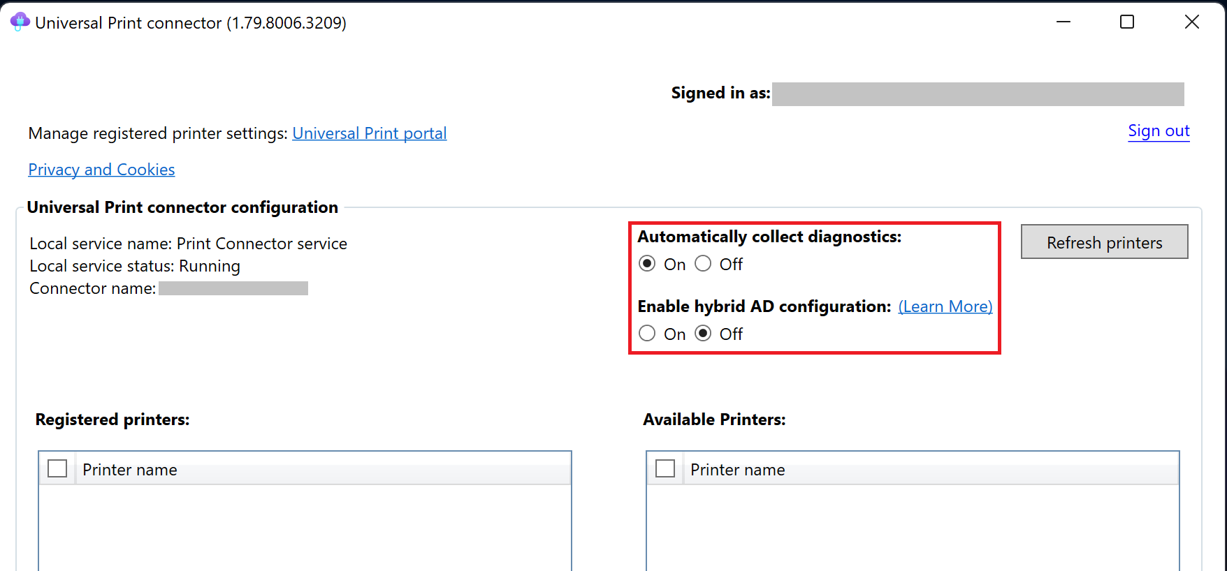 Configuration des connecteurs