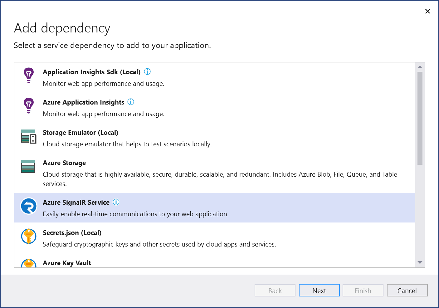 Ajouter Azure SignalR Service