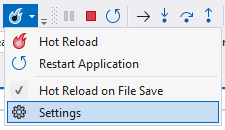 Capture d’écran de la configuration du rechargement à chaud.