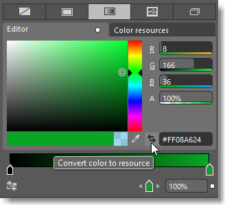 Bouton Convertir une couleur en ressource