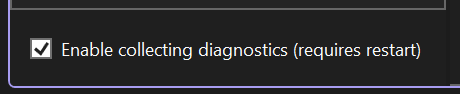 Capture d’écran du paramètre « Activer la collecte des diagnostics ».