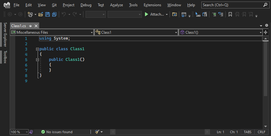 Capture d’écran d’un fichier de code C# dans Visual Studio 2022.