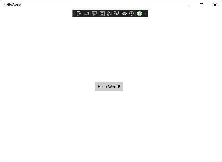 Capture d’écran montrant l’application UWP « Hello World » en cours d’exécution.